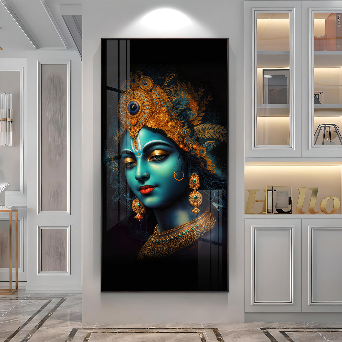 Lord Shree Krishna Premium Acrylic Vertical Wall Art