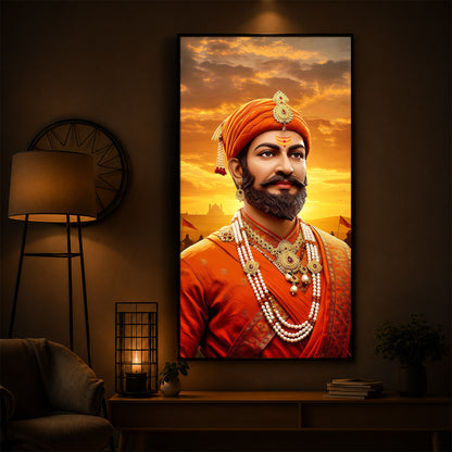 Chhatrapati Shivaji Maharaj Modern Luxury Backlight Vertical Wall Art