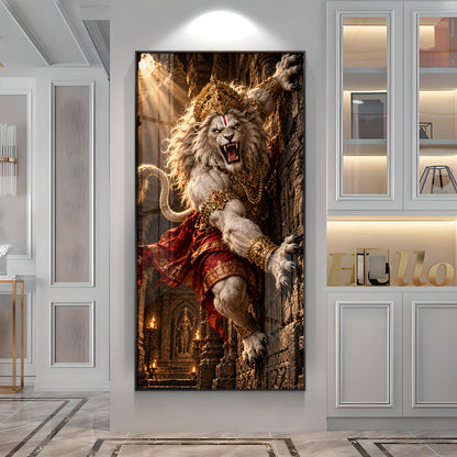 Bhagwan Narsimha Premium Acrylic Vertical Wall Art
