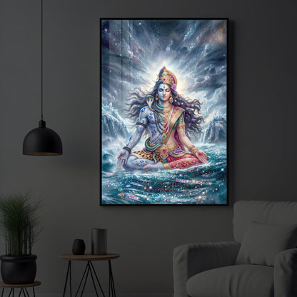 Ardhanarishvara Modern Luxury Backlight Vertical Wall Art