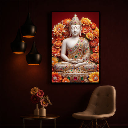 Buddha Bless Modern Luxury Backlight Vertical Wall Art
