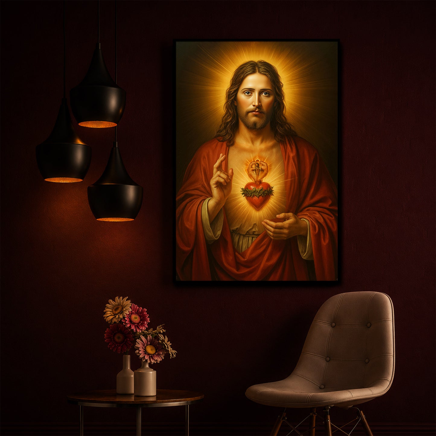 Heart Of Jesus Modern Luxury Backlight Vertical Wall Art