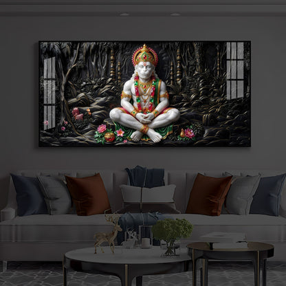Lord Hanuman Modern Luxury Backlight Horizontal Wall Art
