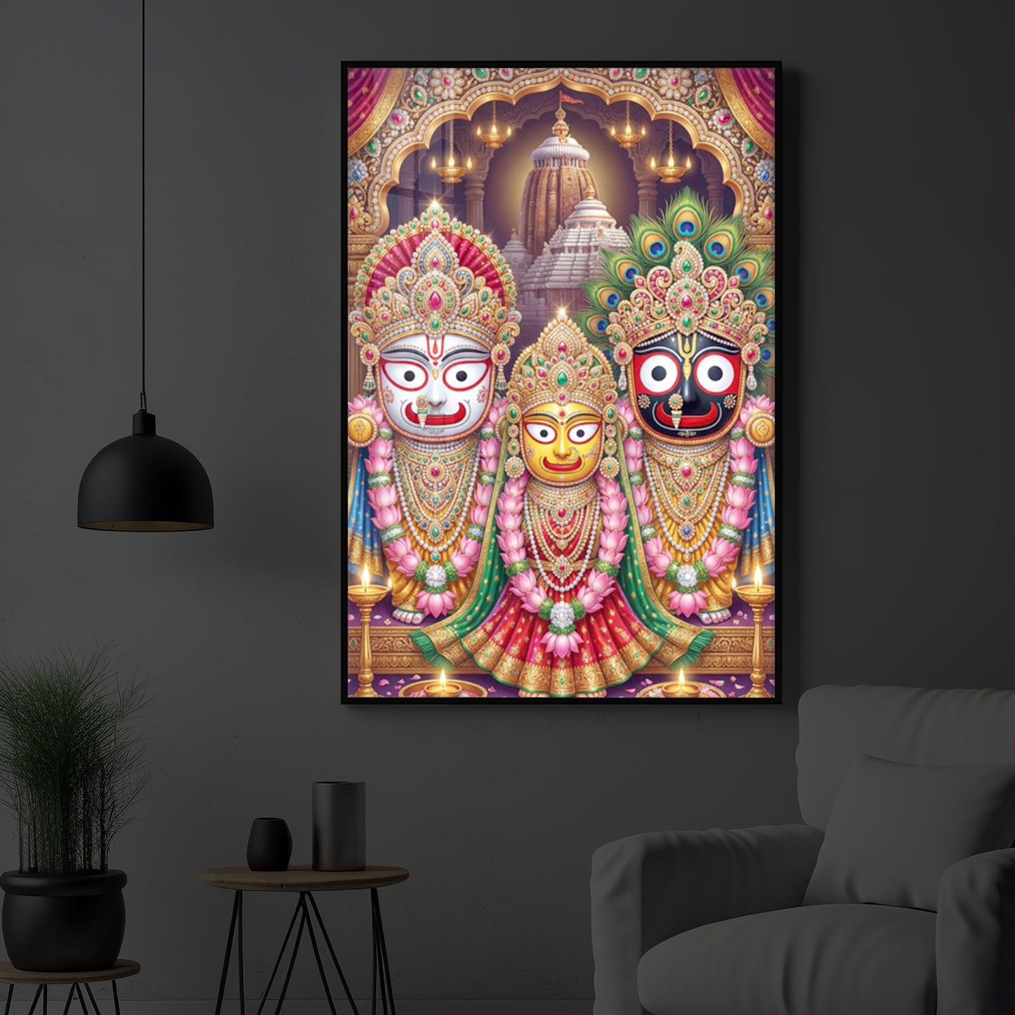 Blessings Of Lord Jagannath Modern Luxury Backlight Vertical Wall Art