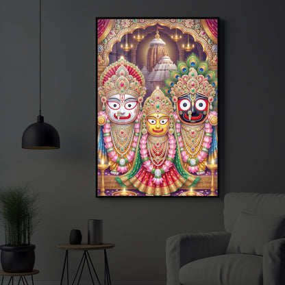 Blessings Of Lord Jagannath Modern Luxury Backlight Vertical Wall Art
