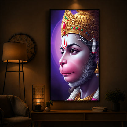 Jai Shri Hanuman Modern Luxury Backlight Vertical Wall Art