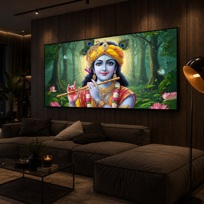 Shri Krishna Ji Modern Luxury Backlight Horizontal Wall Art