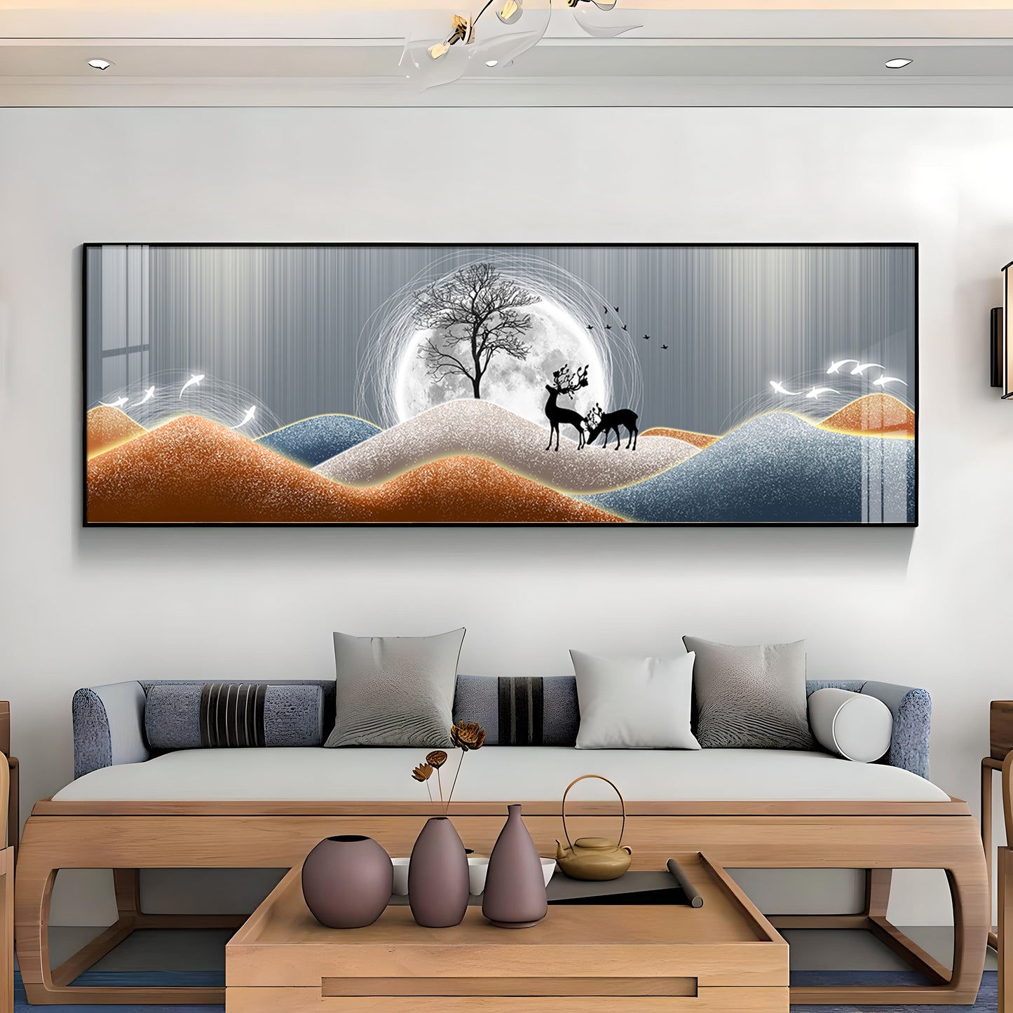 Deer & Tree Harmony Premium Acrylic Horizontal Wall Art