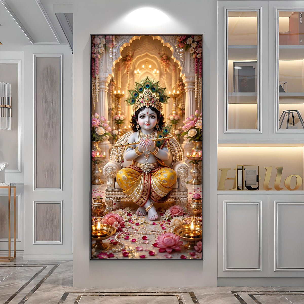 Divine Shree Krishna Premium Acrylic Vertical Wall Art