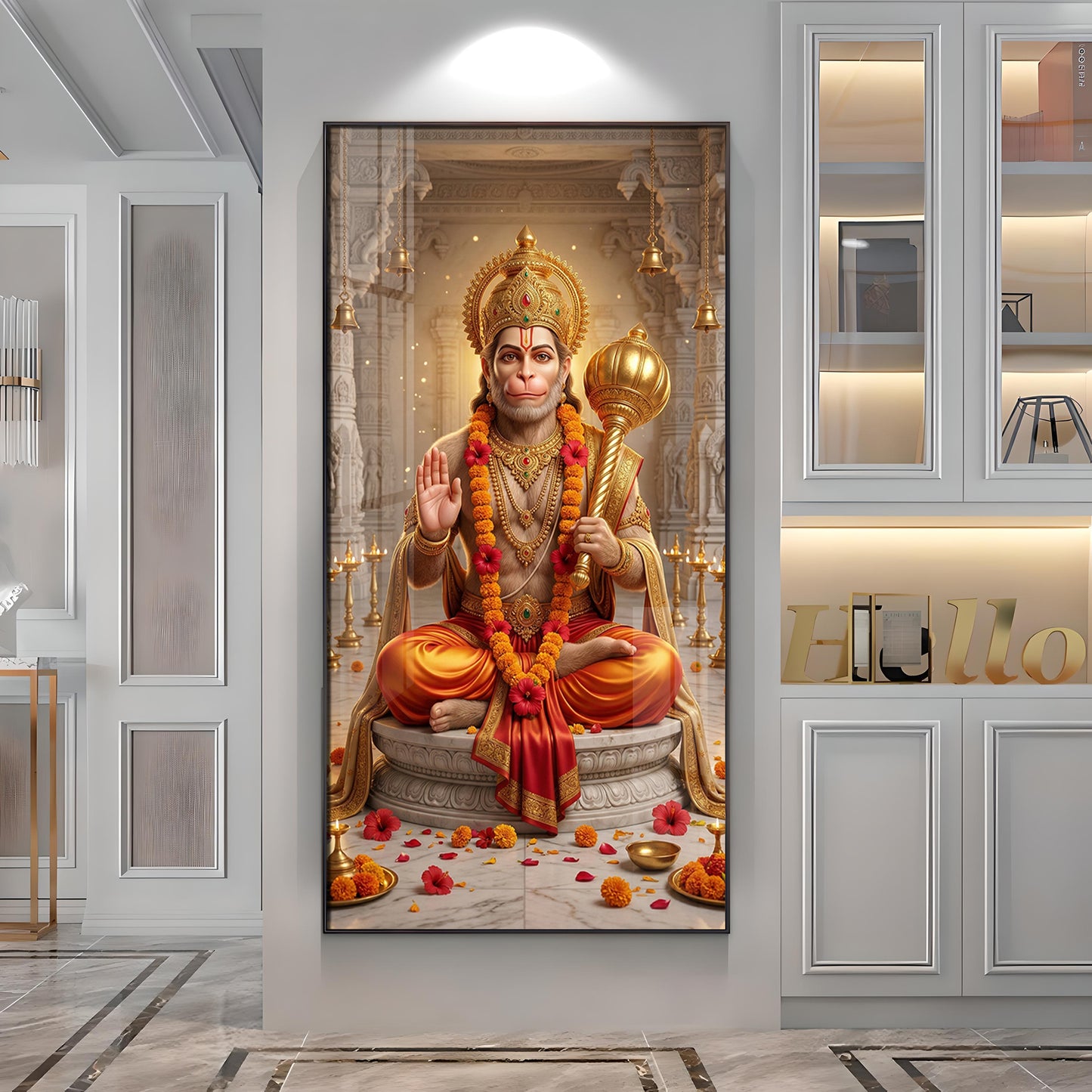 Divine Blessings Of Hanuman Ji Premium Acrylic Vertical Wall Art