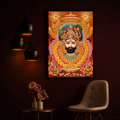 Hindu deity Khatu Shyam Ji Modern Luxury Backlight Vertical Wall Art