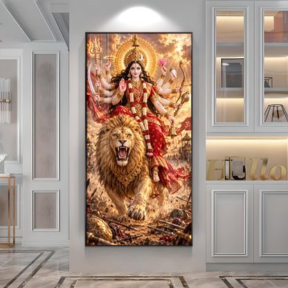 Maa Chandraghanta Premium Acrylic Vertical Wall Art