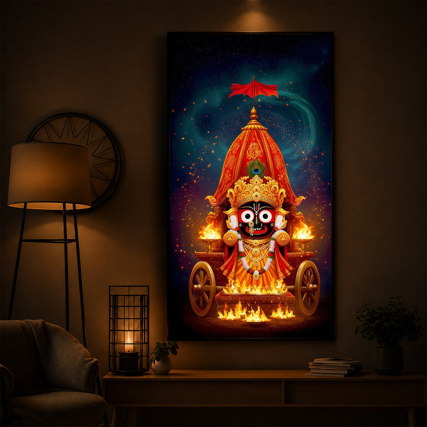 Jagannath Prabhu Modern Luxury Backlight Vertical Wall Art