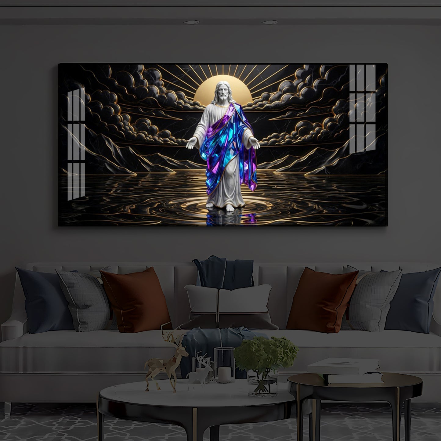 Jesus Christ Modern Luxury Backlight Horizontal Wall Art