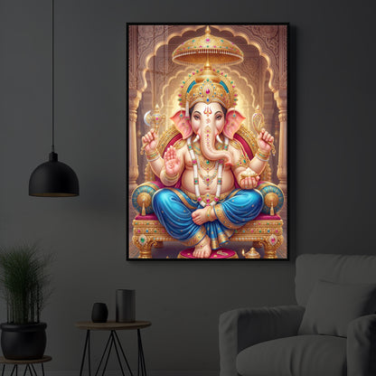 Shree Ganesh Modern Luxury Backlight Vertical Wall Art