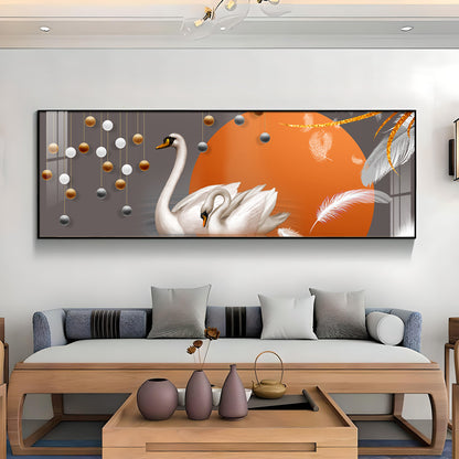 Graceful Couple Swan Premium Acrylic Horizontal Wall Art