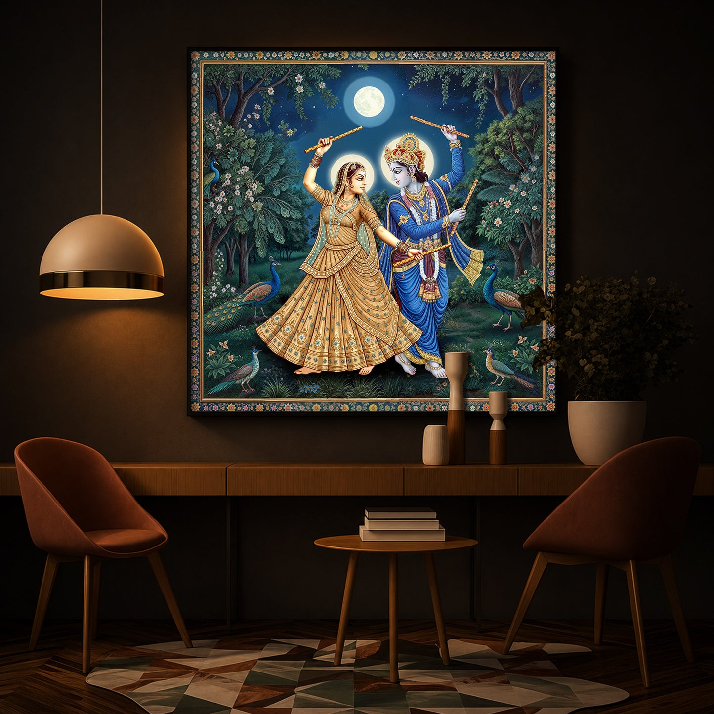 Radha Krishna Definition Of Love Modern Luxury Backlight Square Wall Art