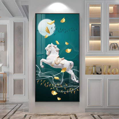 White Horse Premium Acrylic Vertical Wall Art