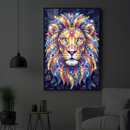Imperial Lion Majesty Modern Luxury Backlight Vertical Wall Art