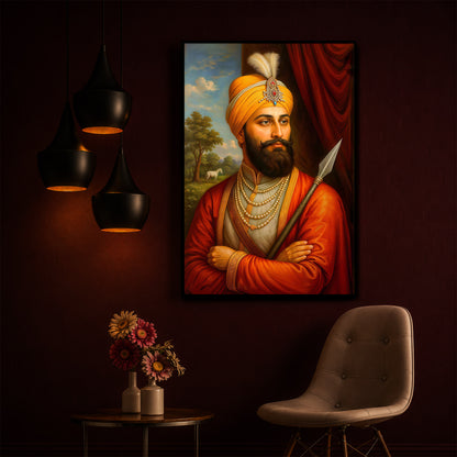 Prestigious Guru Gobind Singh Ji Modern Luxury Backlight Vertical Wall Art