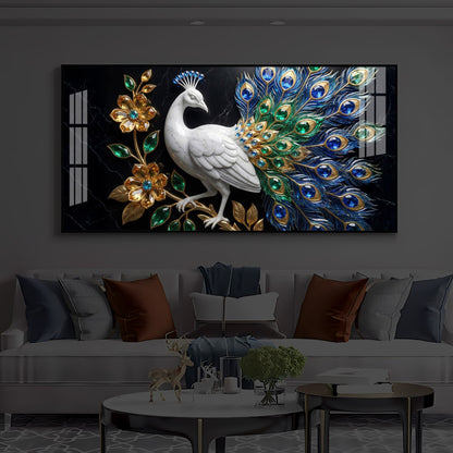 Peacock Modern Luxury Backlight Horizontal Wall Art