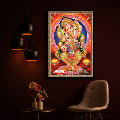 Hindu Bhagwan Ganesh Ji Modern Luxury Backlight Vertical Wall Art