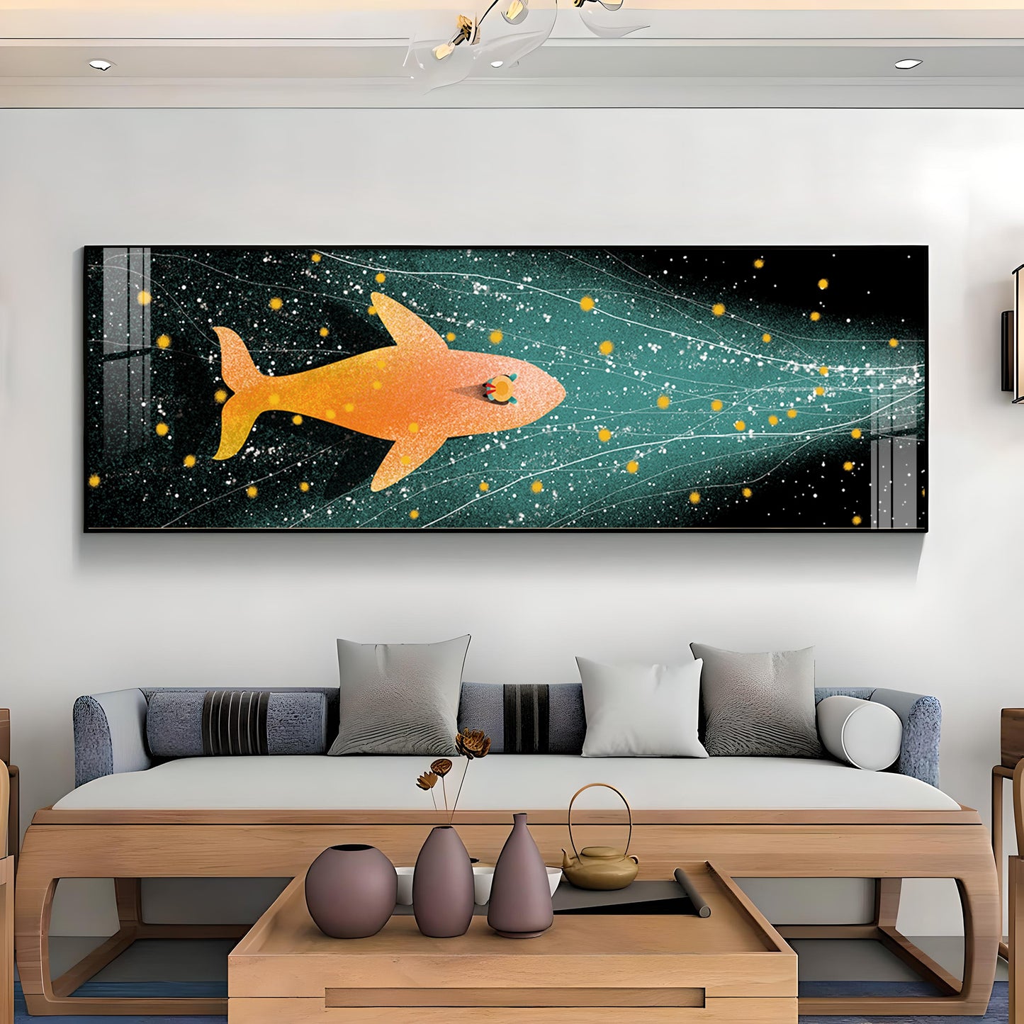 Stellar Swim Of Fish Premium Acrylic Horizontal Wall Art