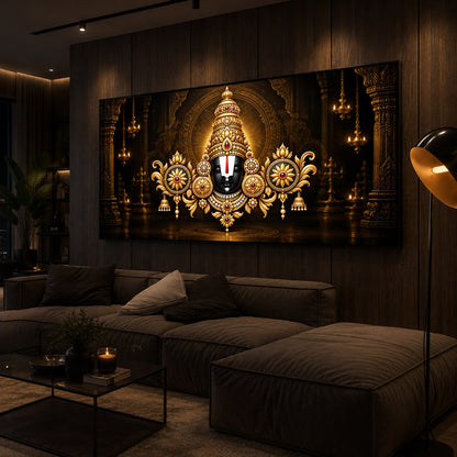 Divine Tirupati Balaji Modern Luxury Backlight Horizontal Wall Art