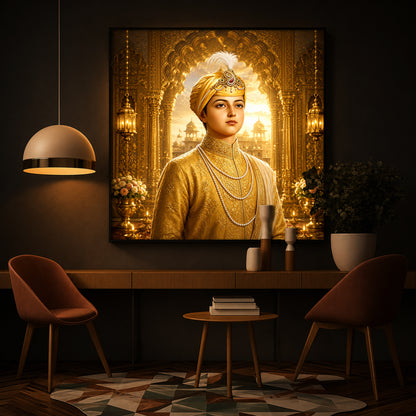 Guru Har Krishan Ji Modern Luxury Backlight Square Wall Art