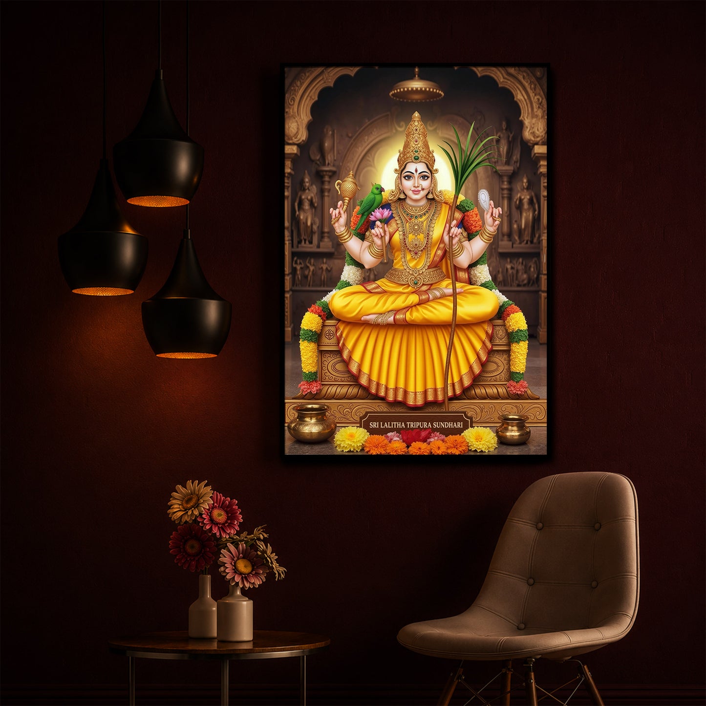 Sri Vidhya Sadhana Modern Luxury Backlight Vertical Wall Art