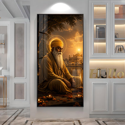 Divine Guru Nanak Ji Premium Acrylic Vertical Wall Art