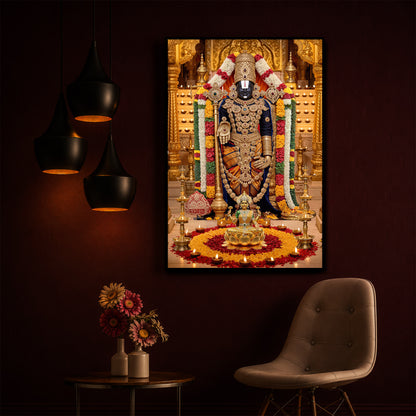 Tirupati Balaji Modern Luxury Backlight Vertical Wall Art