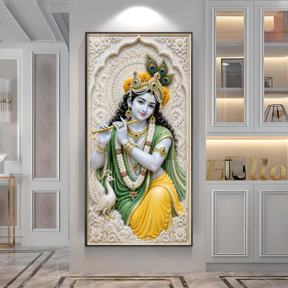 Divine Murali Krishna Premium Acrylic Vertical Wall Art