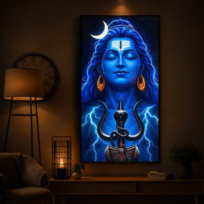 Lord Shiva Trishul Modern Luxury Backlight Vertical Wall Art
