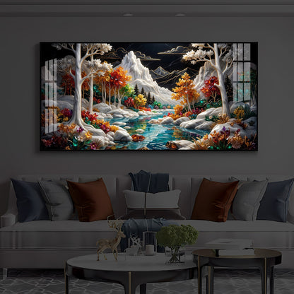 Mountain Serenity Modern Luxury Backlight Horizontal Wall Art