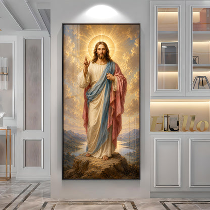 Divine Jesus Christ Blessing Landscape Premium Acrylic Vertical Wall Art