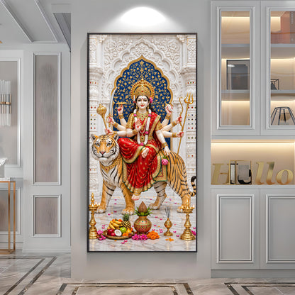 Elegant Durga Mata Premium Acrylic Vertical Wall Art