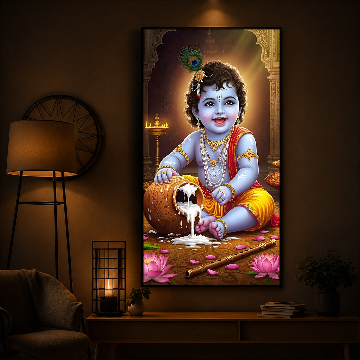 Bal Krishna Modern Luxury Backlight Vertical Wall Art