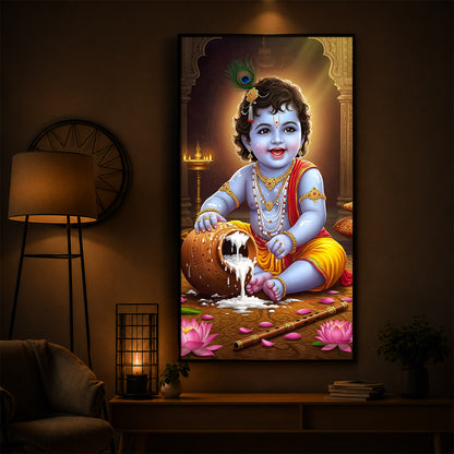 Bal Krishna Modern Luxury Backlight Vertical Wall Art