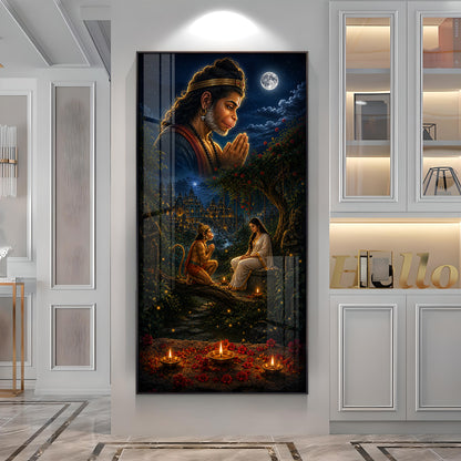 Lord Hanuman & Sita Maiya Premium Acrylic Vertical Wall Art
