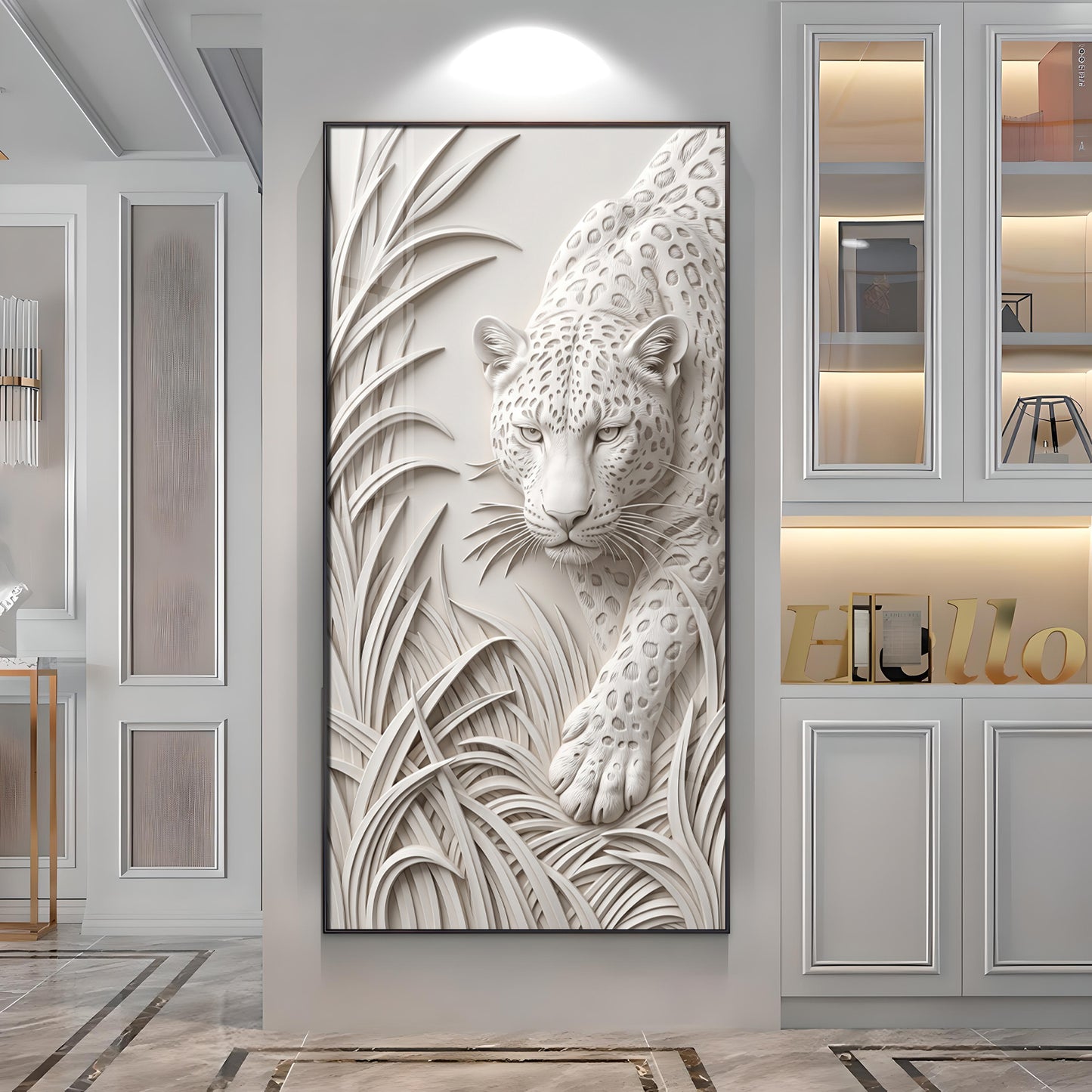 White Leopard Premium Acrylic Vertical Wall Art