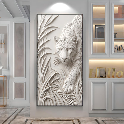 White Leopard Premium Acrylic Vertical Wall Art