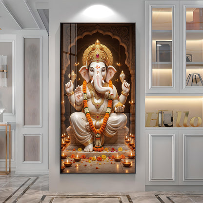 Ganesh Ji Eternal Wisdom Premium Acrylic Vertical Wall Art