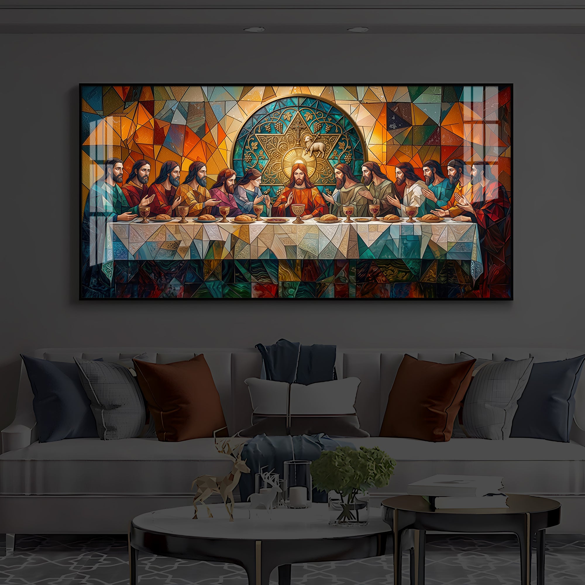 The last Supper Modern Luxury Backlight Horizontal Wall Art