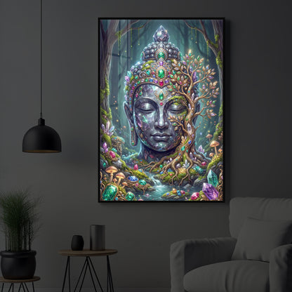 Lord Gautam Buddha Modern Luxury Backlight Vertical Wall Art