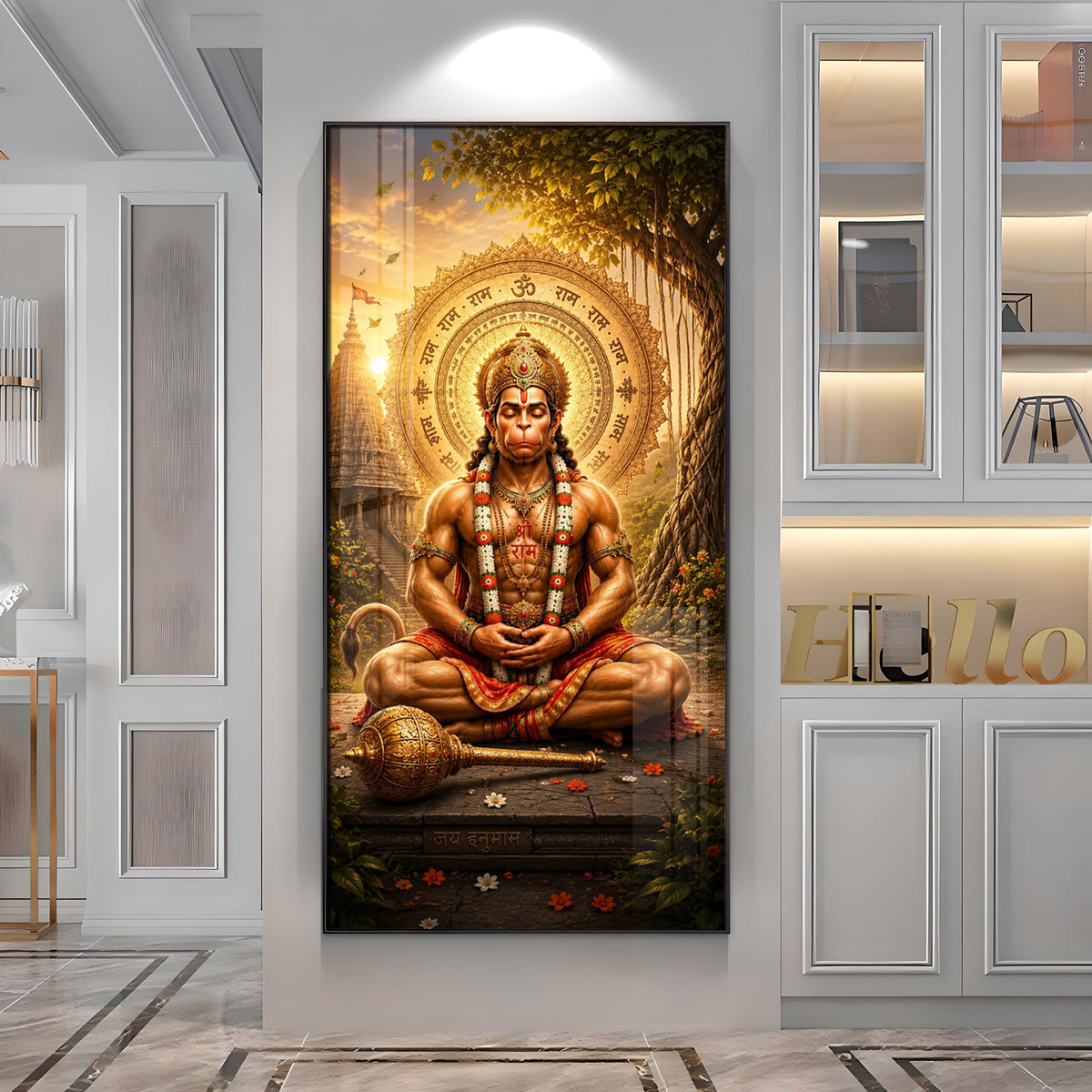 Divine Lord Hanuman's Premium Acrylic Vertical Wall Art