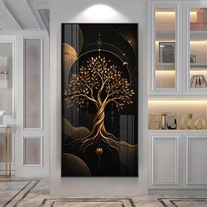 Modern Luxury Gold Tree Premium Acrylic Vertical Wall Art