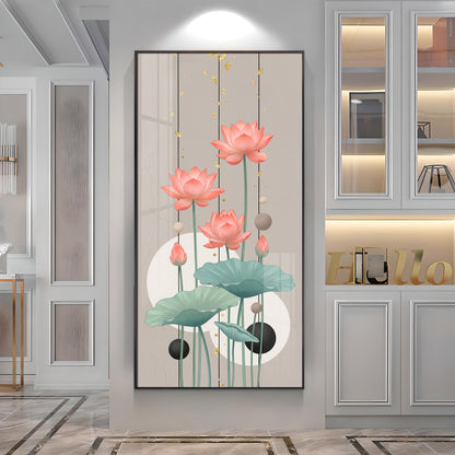 Pink Lotus Abstract Premium Acrylic Vertical Wall Art