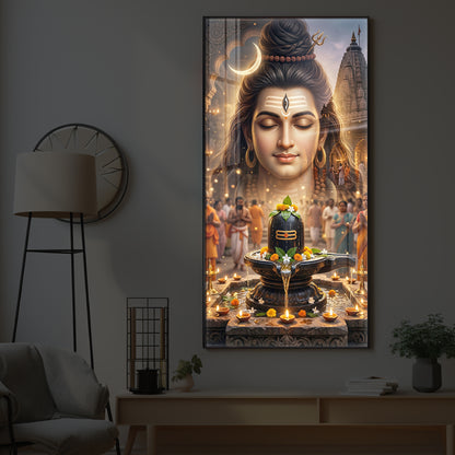 Lord Shiva Modern Luxury Backlight Vertical Wall Art