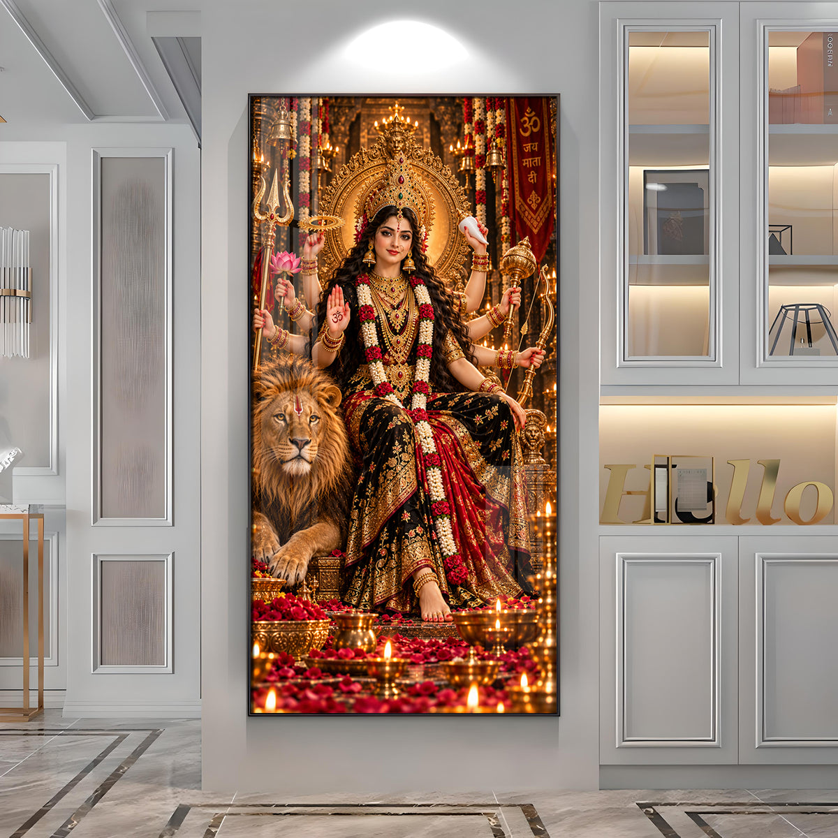 Divine Maa Sherawali Premium Acrylic Vertical Wall Art